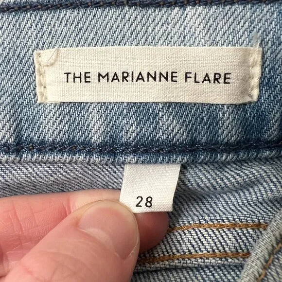 Aritzia Denim Forum The Marianne High Rise Loose Flare Long Inseam Light Wash 28 - Picture 10 of 16